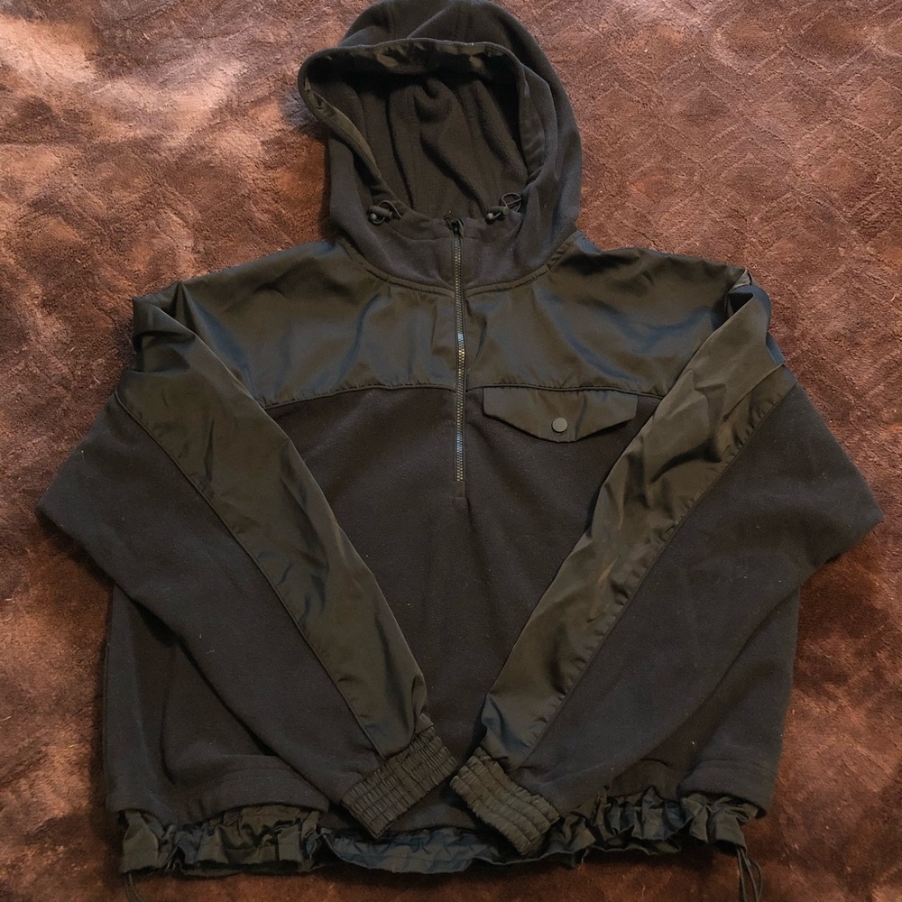 Athleta Black Fleece Quarter Zip Hoodie Size XS